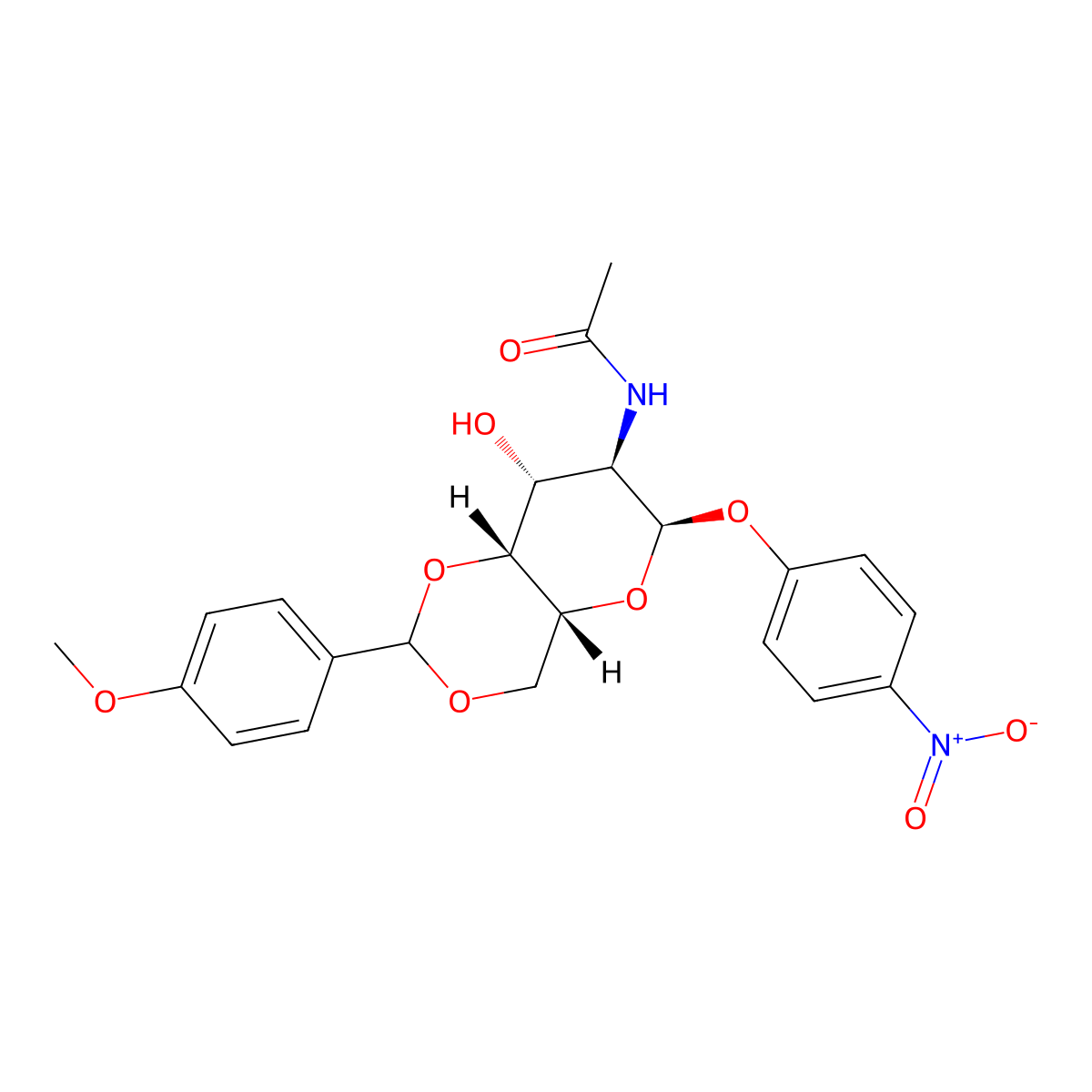 4-Nitrophenyl 2-acetamido-2-deoxy-4,6-O-p-methoxybenzylidene-a-D-galactopyranoside molecular structure, CAS 59868-86-9