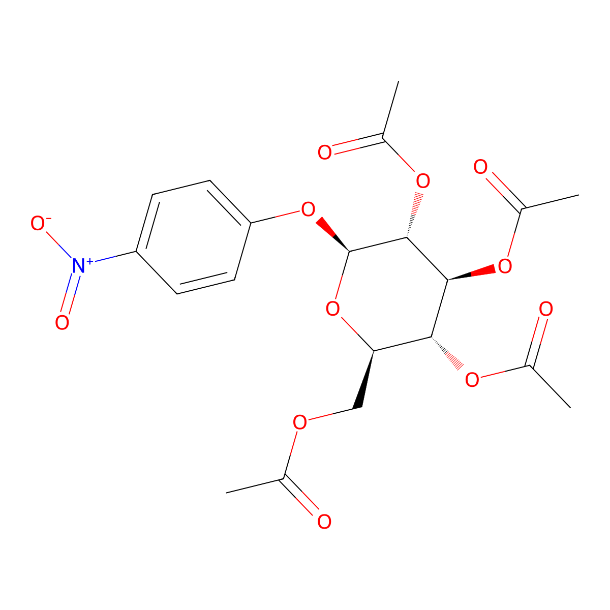 beta-D-Glucopyranoside, 4-nitrophenyl, 2,3,4,6-tetraacetate molecular structure, CAS 5987-78-0
