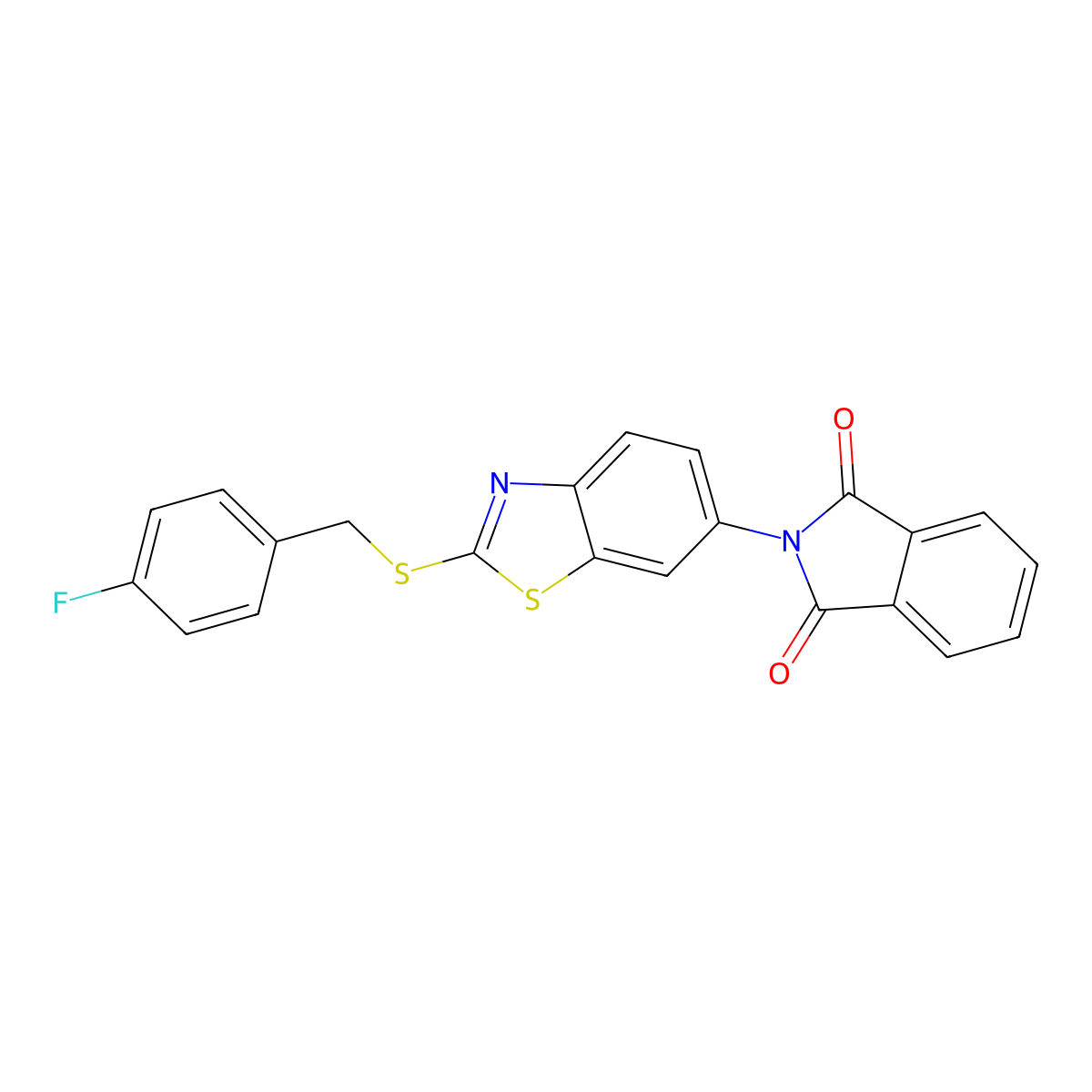 2-[2-[(4-Fluorophenyl)methylsulfanyl]-1,3-benzothiazol-6-yl]isoindole-1,3-dione molecular structure, CAS 5987-87-1