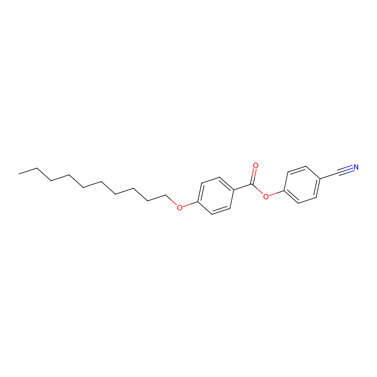 Benzoic acid, 4-(decyloxy)-, 4-cyanophenyl ester molecular structure, CAS 59874-09-8