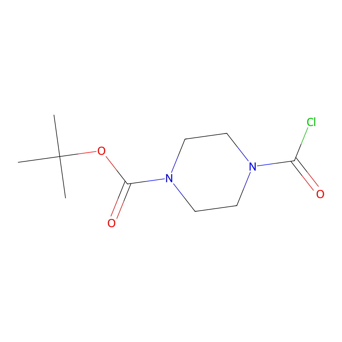 Tert-butyl 4-(chlorocarbonyl)piperazine-1-carboxylate molecular structure, CAS 59878-28-3