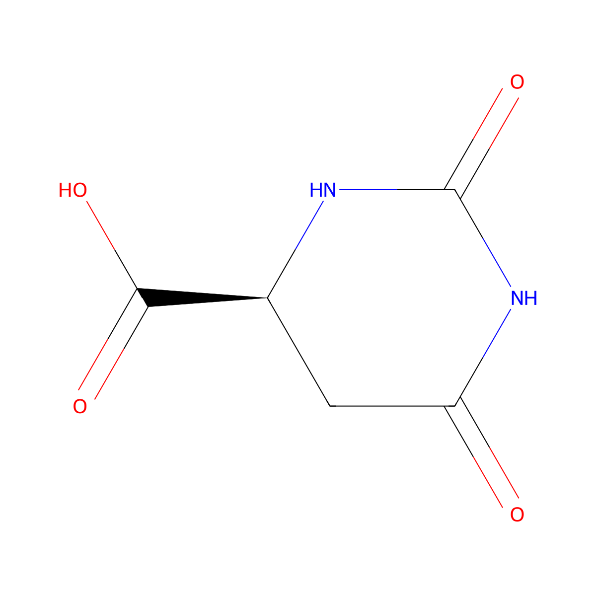 Hydroorotic acid, L- molecular structure, CAS 5988-19-2