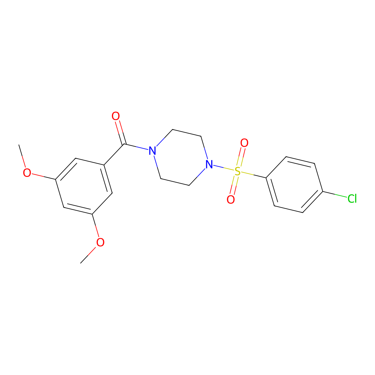 [4-(4-Chloro-benzenesulfonyl)-piperazin-1-yl]-(3,5-dimethoxy-phenyl)-methanone molecular structure, CAS 5988-61-4