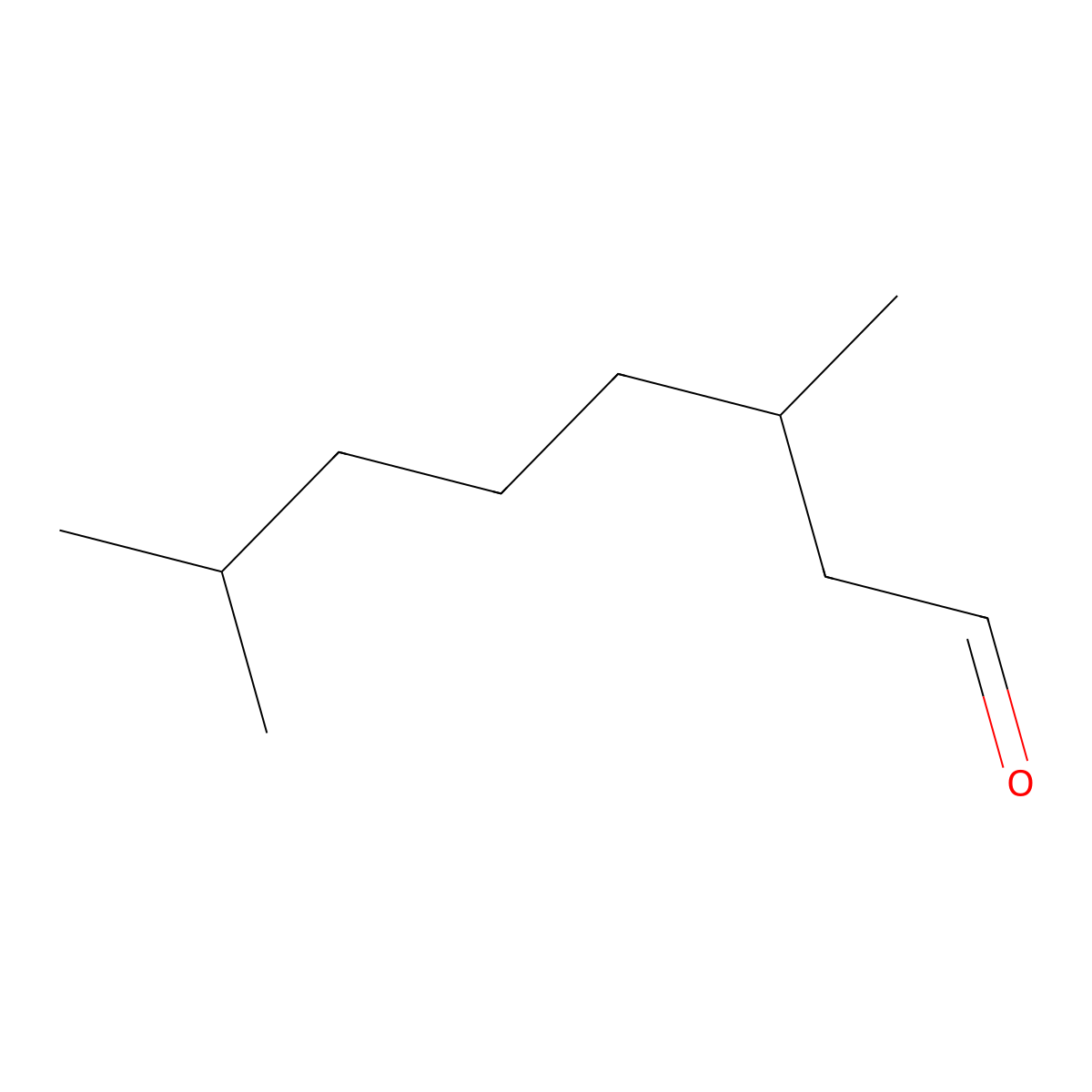 3,7-Dimethyloctanal molecular structure, CAS 5988-91-0