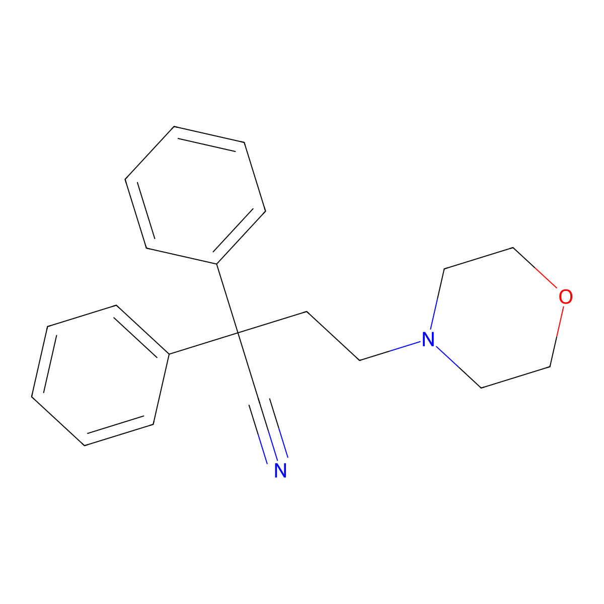 4-(Morpholin-4-yl)-2,2-diphenylbutanenitrile molecular structure, CAS 59882-09-6