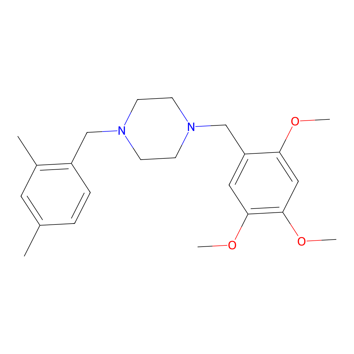 1-[(2,4-Dimethylphenyl)methyl]-4-[(2,4,5-trimethoxyphenyl)methyl]piperazine molecular structure, CAS 5989-97-9