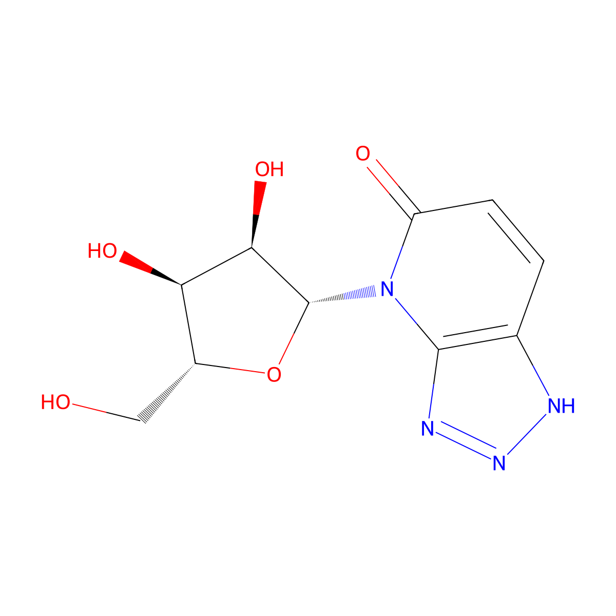 4-(b-D-Ribofuranosyl)-vic-triazolo[4,5-b]pyridin-5-one molecular structure, CAS 59892-40-9