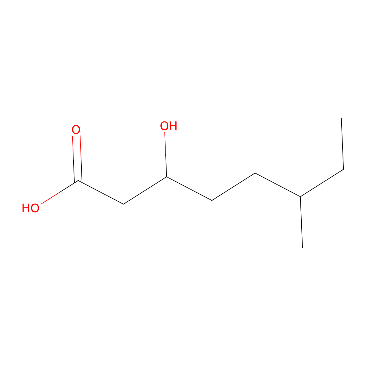 3-Hydroxy-6-methyloctanoic acid molecular structure, CAS 59896-39-8
