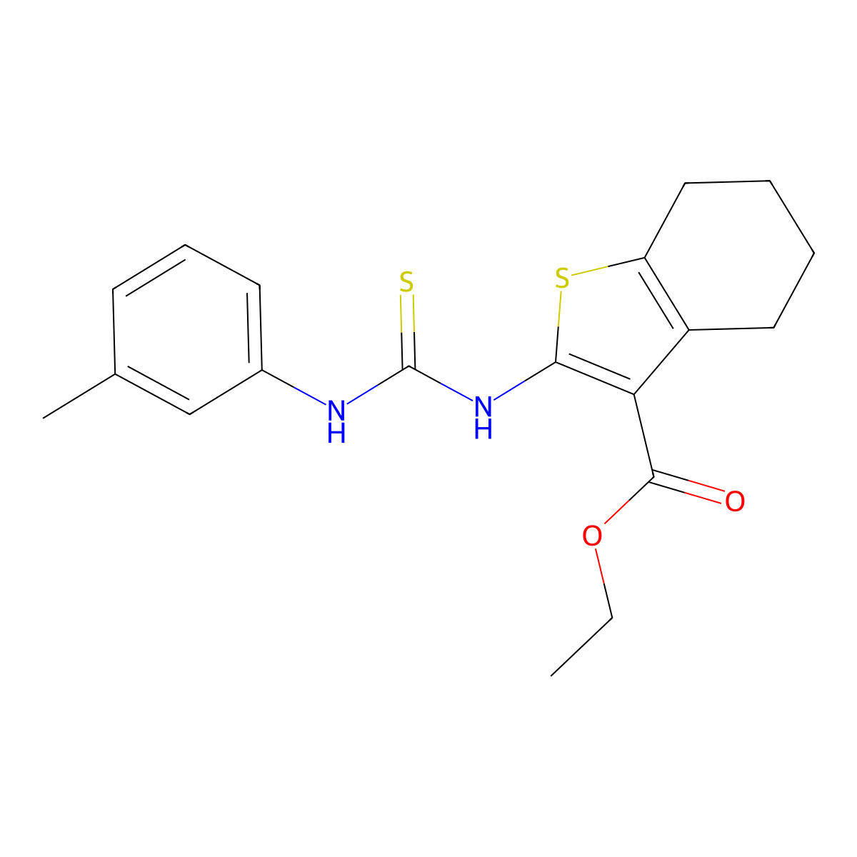 Ethyl 2-[(3-methylphenyl)carbamothioylamino]-4,5,6,7-tetrahydro-1-benzothiophene-3-carboxylate molecular structure, CAS 59898-54-3