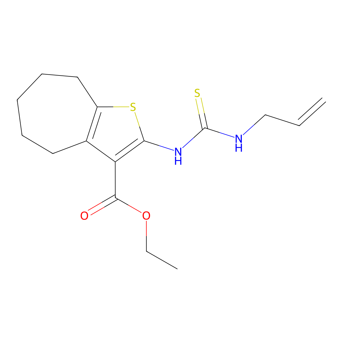 ethyl 2-(prop-2-enylcarbamothioylamino)-5,6,7,8-tetrahydro-4H-cyclohepta[b]thiophene-3-carboxylate molecular structure, CAS 59898-56-5