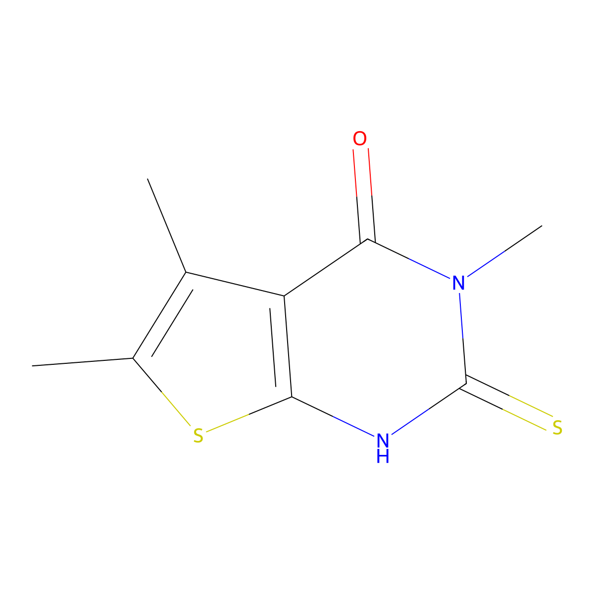 2-mercapto-3,5,6-trimethylthieno[2,3-d]pyrimidin-4(3H)-one molecular structure, CAS 59898-59-8