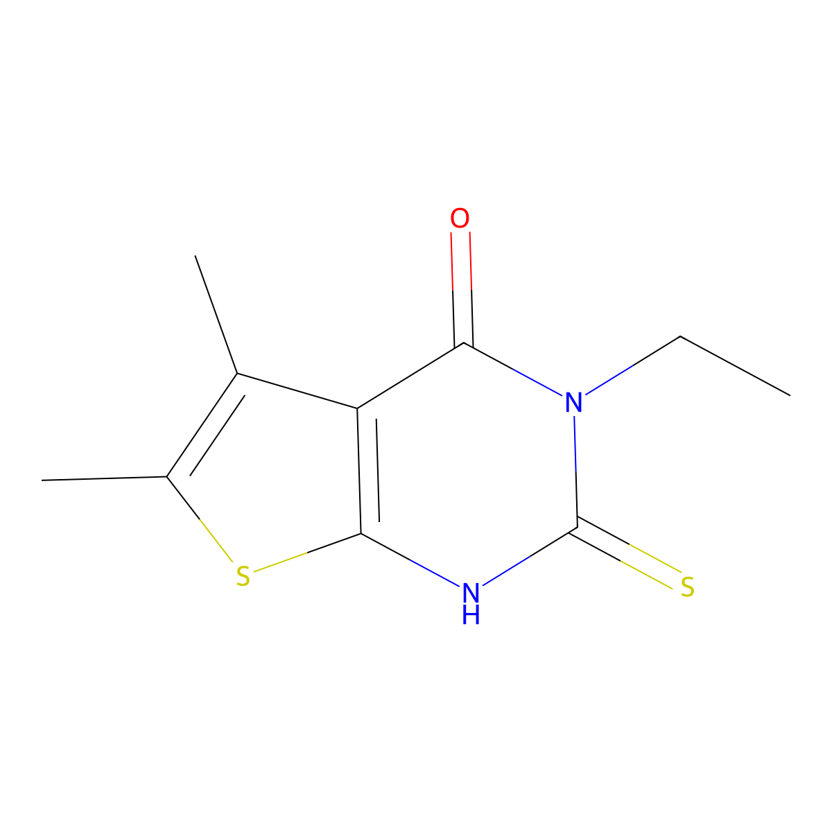 3-Ethyl-2-mercapto-5,6-dimethylthieno[2,3-d]pyrimidin-4(3h)-one molecular structure, CAS 59898-60-1