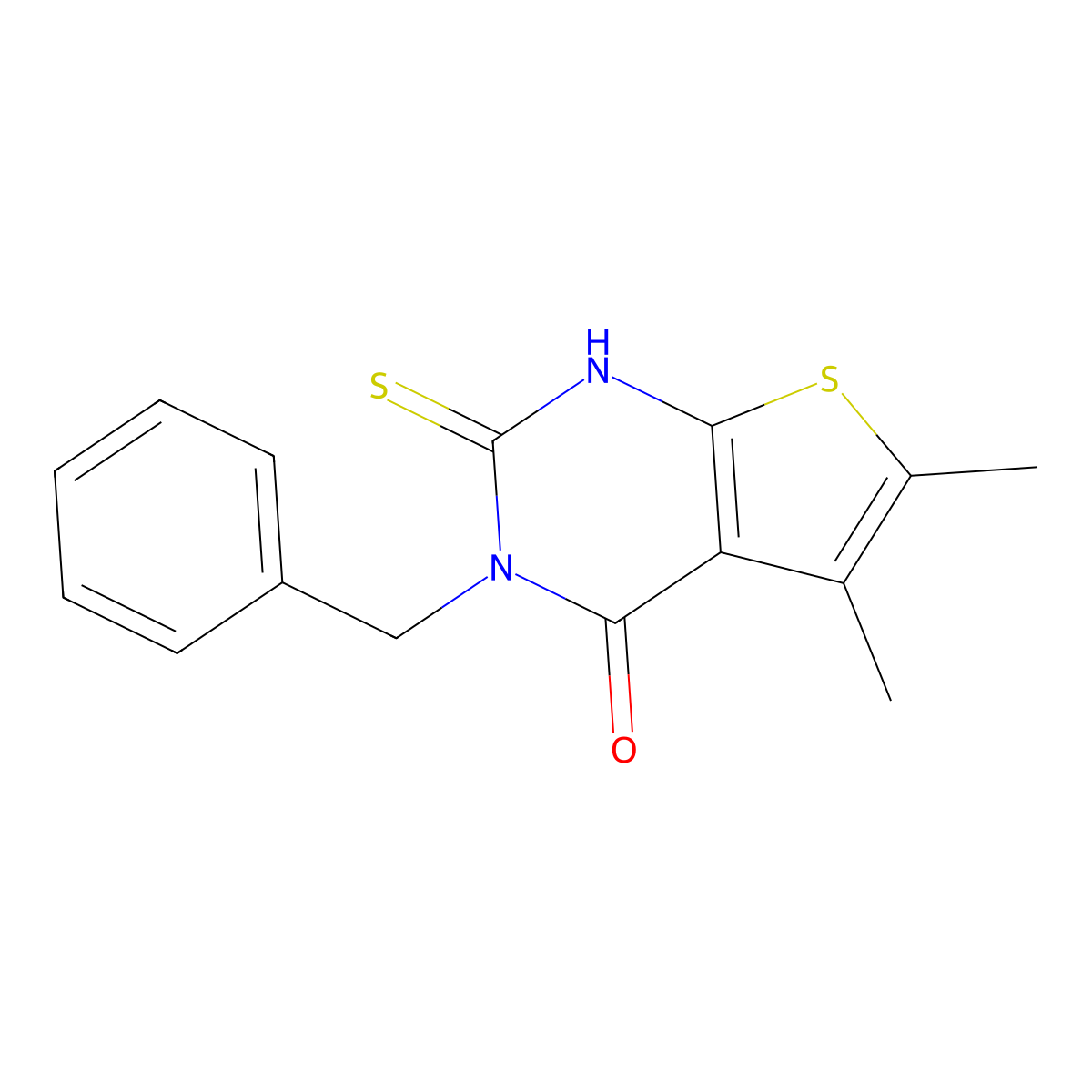 3-benzyl-5,6-dimethyl-2-sulfanyl-3H,4H-thieno[2,3-d]pyrimidin-4-one molecular structure, CAS 59898-63-4