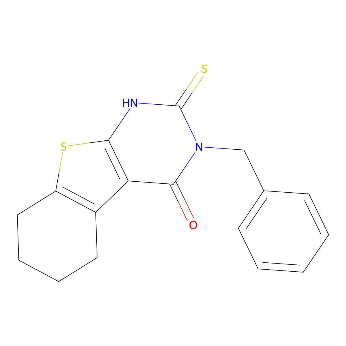 3-Benzyl-2-mercapto-5,6,7,8-tetrahydro-3H-benzo[4,5]thieno[2,3-d]pyrimidin-4-one molecular structure, CAS 59898-68-9