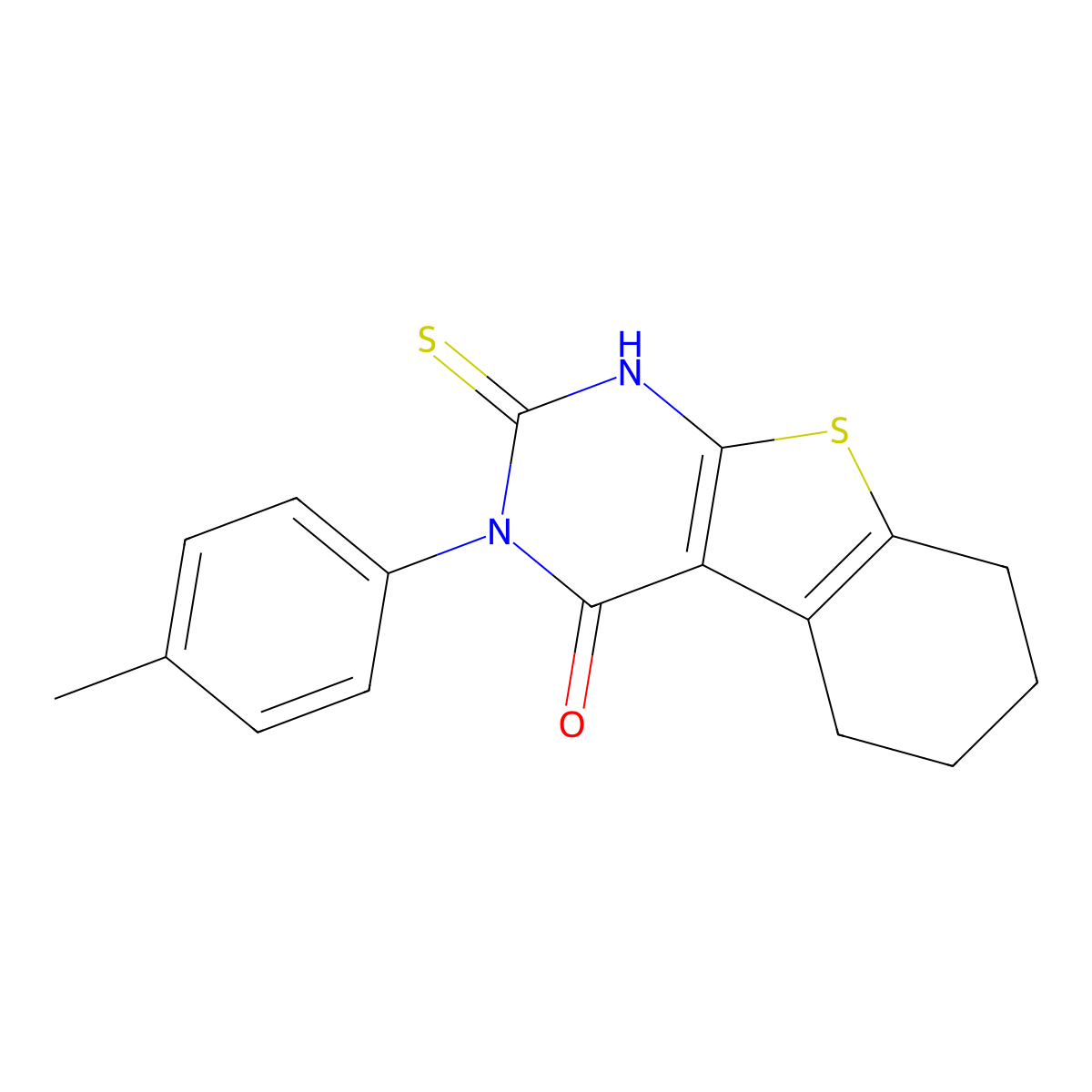 2,3,5,6,7,8-Hexahydro-3-(4-methylphenyl)-2-thioxo[1]benzothieno[2,3-d]pyrimidin-4(1H)-one molecular structure, CAS 59898-69-0