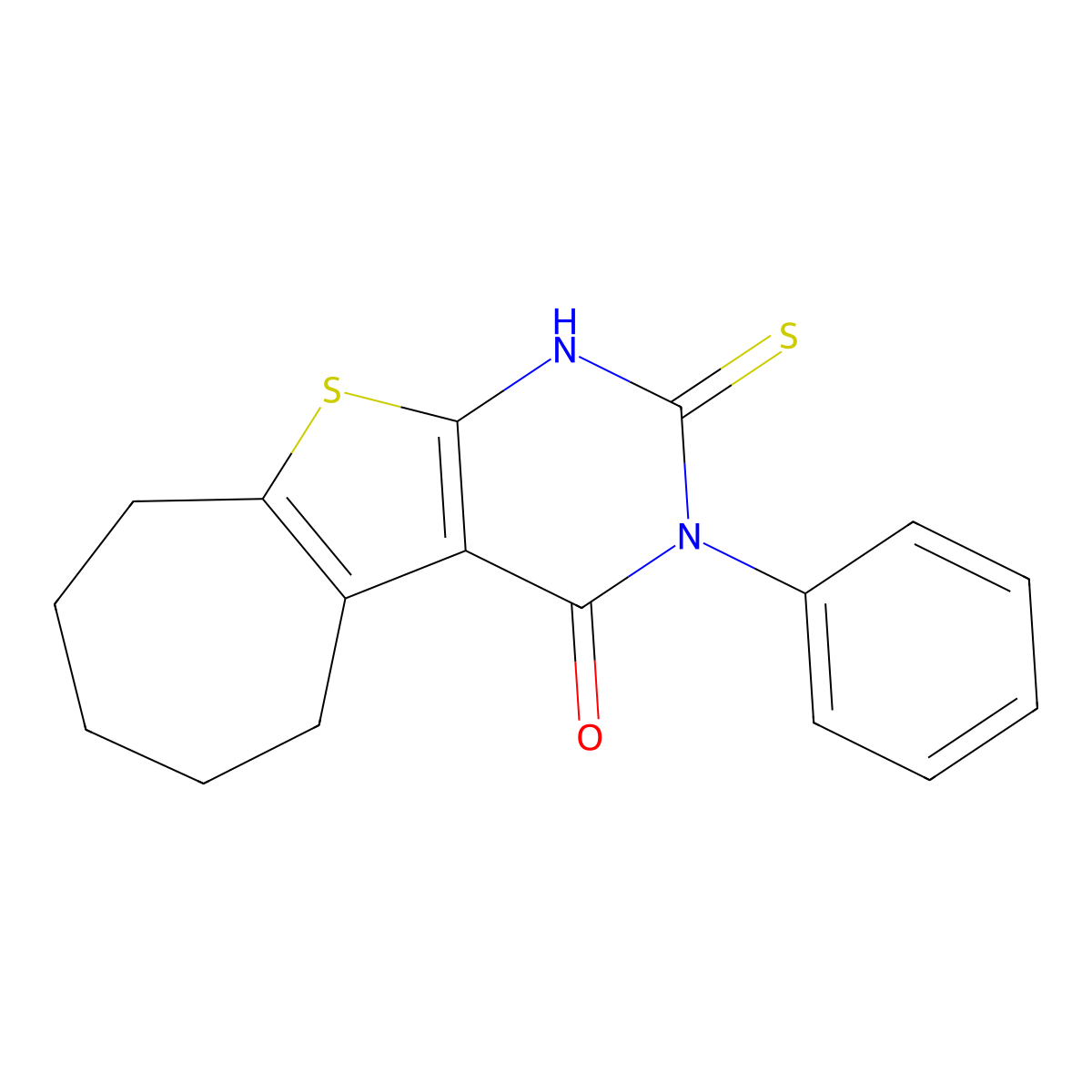 2-Mercapto-3-phenyl-3,5,6,7,8,9-hexahydro-10-thia-1,3-diaza-benzo[a]azulen-4-one molecular structure, CAS 59898-71-4