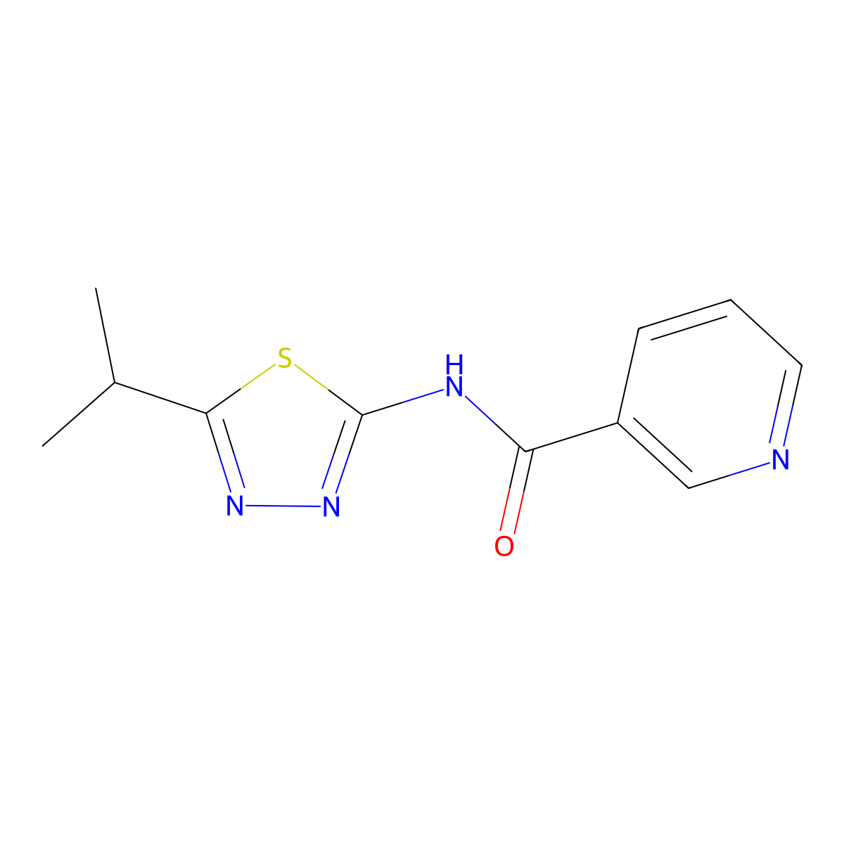 N-[5-(1-Methylethyl)-1,3,4-thiadiazol-2-yl]-3-pyridinecarboxamide molecular structure, CAS 59898-97-4