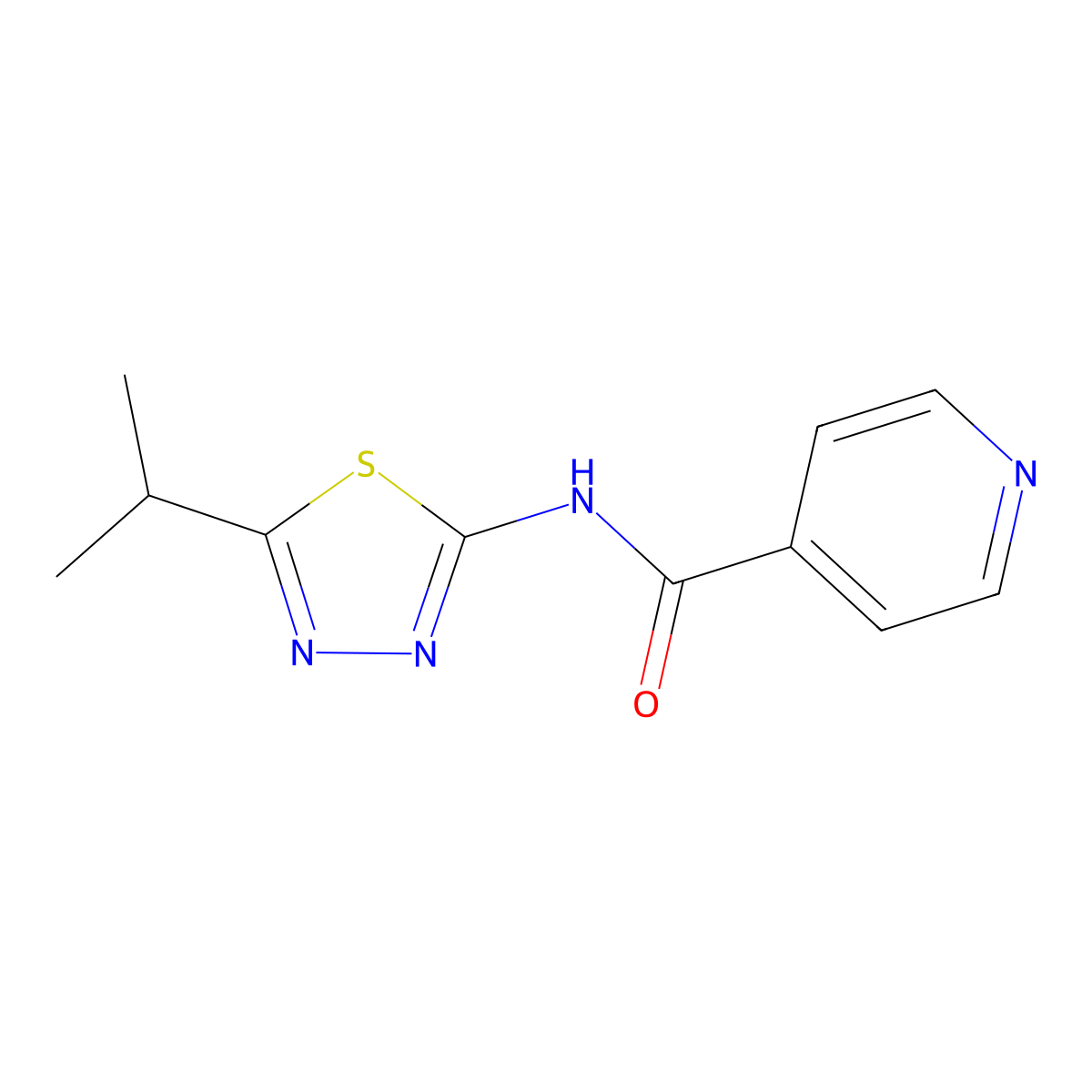N-(5-isopropyl-1,3,4-thiadiazol-2-yl)isonicotinamide molecular structure, CAS 59898-98-5