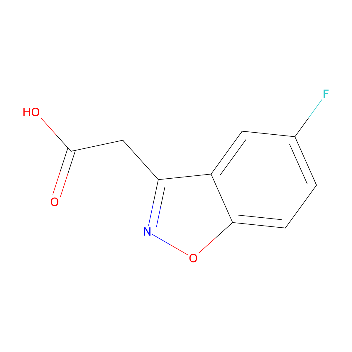 5-Fluoro-1,2-benzisoxazole-3-acetic acid molecular structure, CAS 59899-90-0