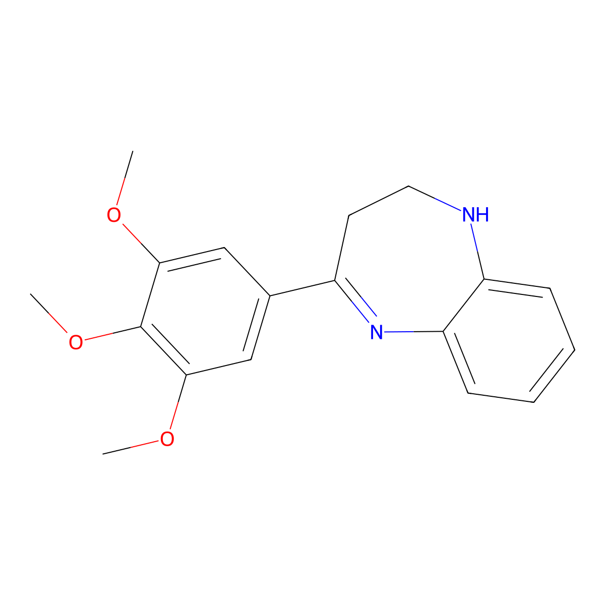 4-(3,4,5-trimethoxyphenyl)-2,3-dihydro-1H-1,5-benzodiazepine molecular structure, CAS 59902-16-8