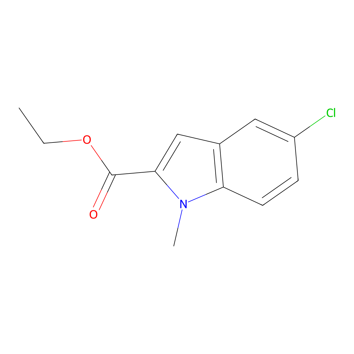 Ethyl 5-chloro-1-methyl-1H-indole-2-carboxylate molecular structure, CAS 59908-53-1