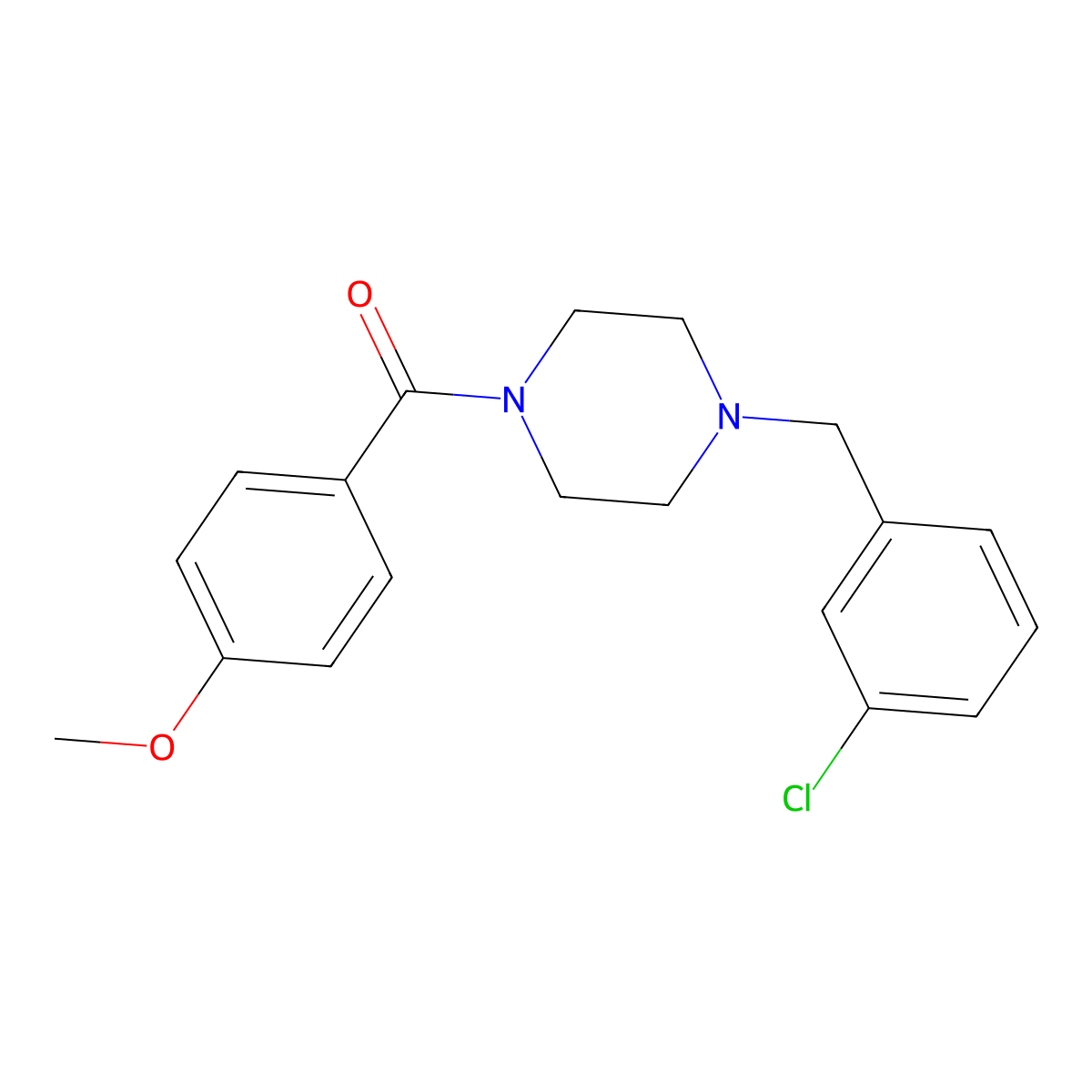 [4-[(3-Chlorophenyl)methyl]piperazin-1-yl]-(4-methoxyphenyl)methanone molecular structure, CAS 5991-08-2