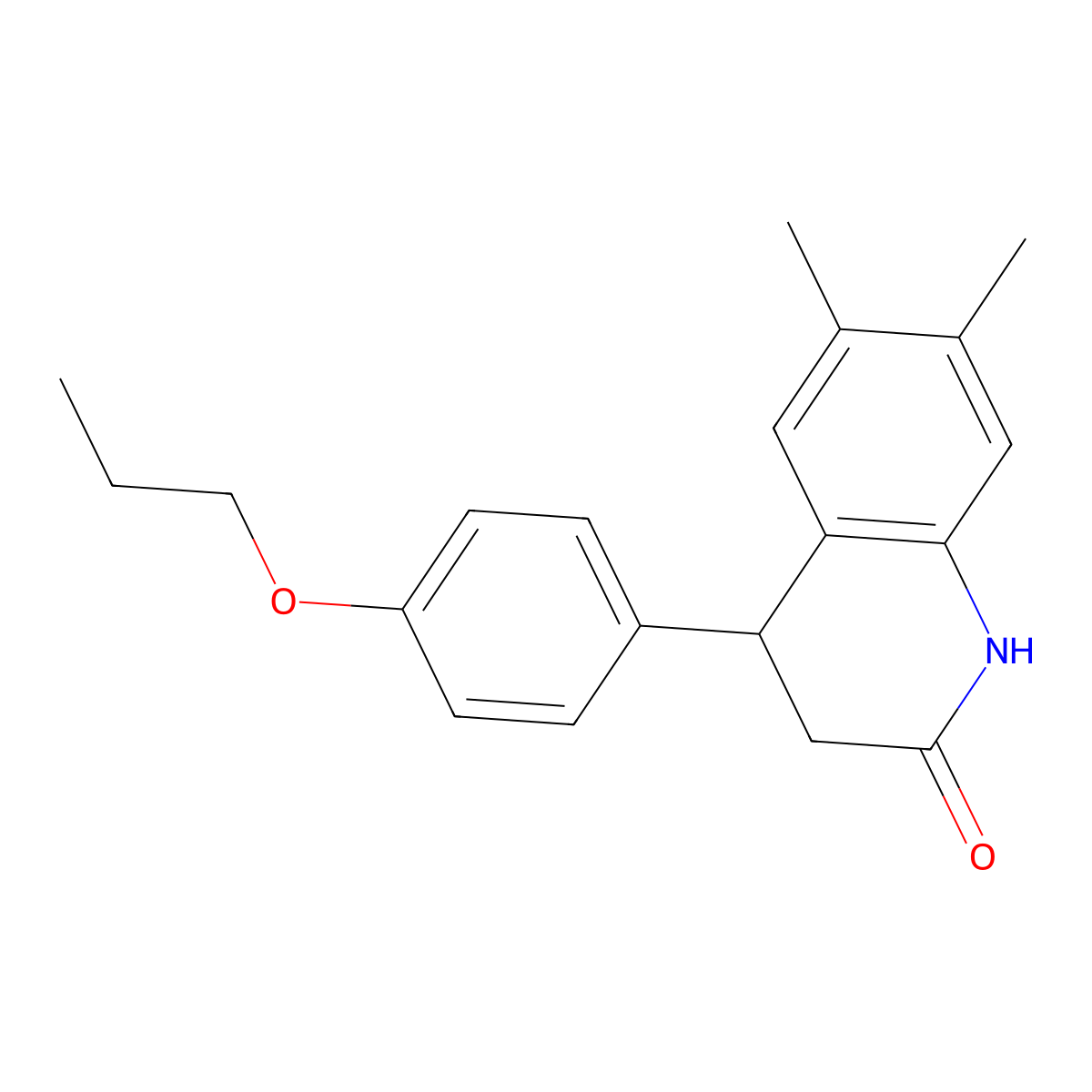6,7-dimethyl-4-(4-propoxyphenyl)-3,4-dihydro-1H-quinolin-2-one molecular structure, CAS 599150-80-8