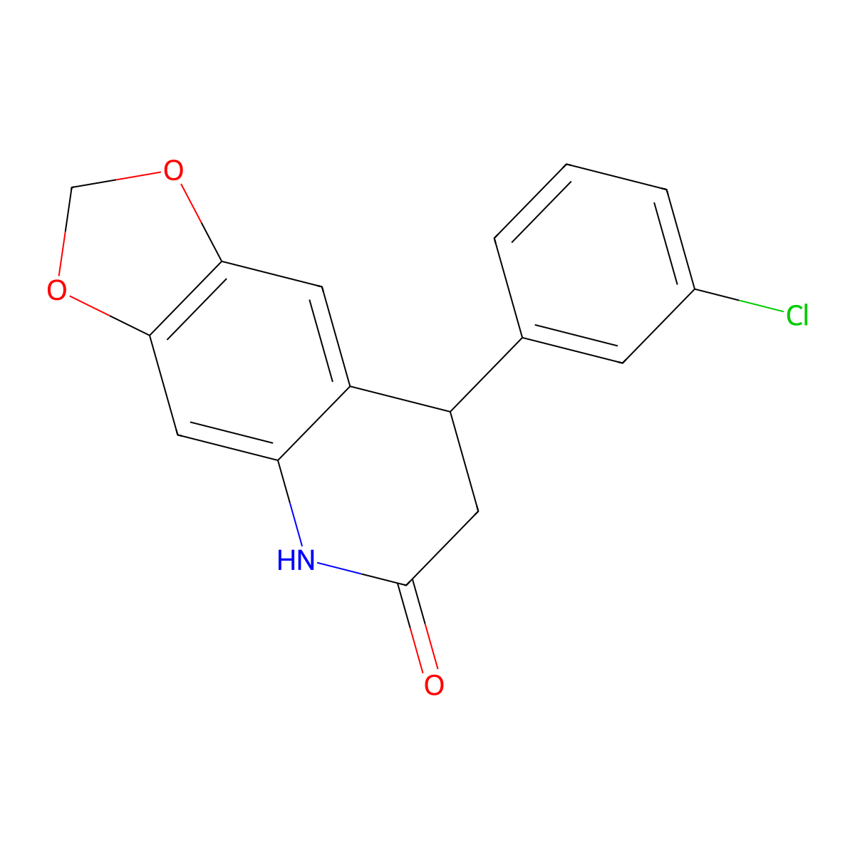 8-(3-chlorophenyl)-7,8-dihydro-5H-[1,3]dioxolo[4,5-g]quinolin-6-one molecular structure, CAS 599150-93-3