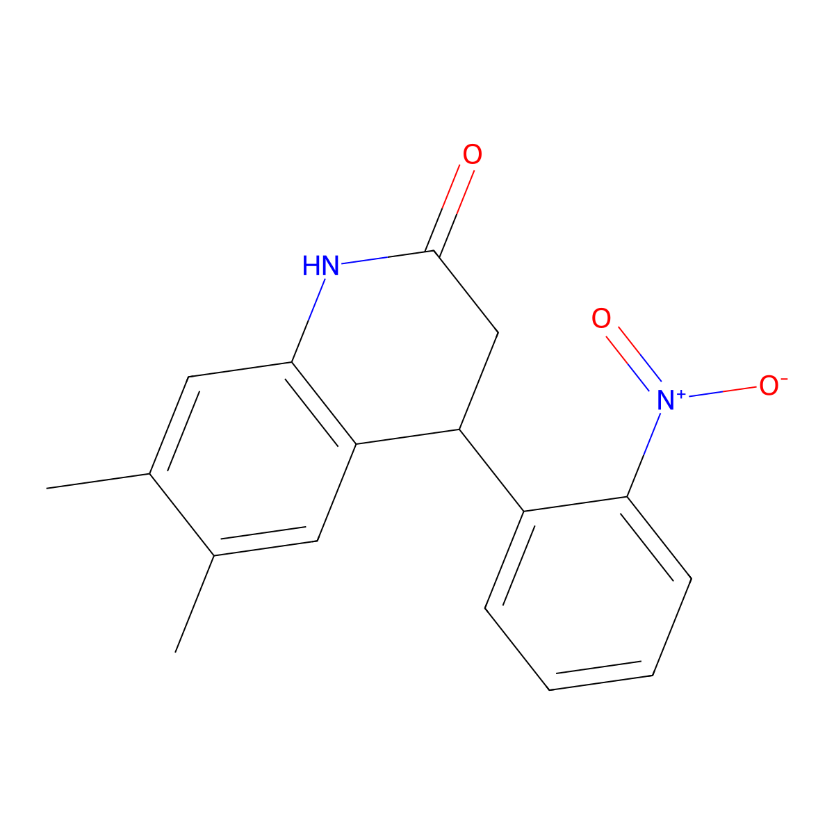 6,7-dimethyl-4-(2-nitrophenyl)-3,4-dihydroquinolin-2(1H)-one molecular structure, CAS 599151-06-1