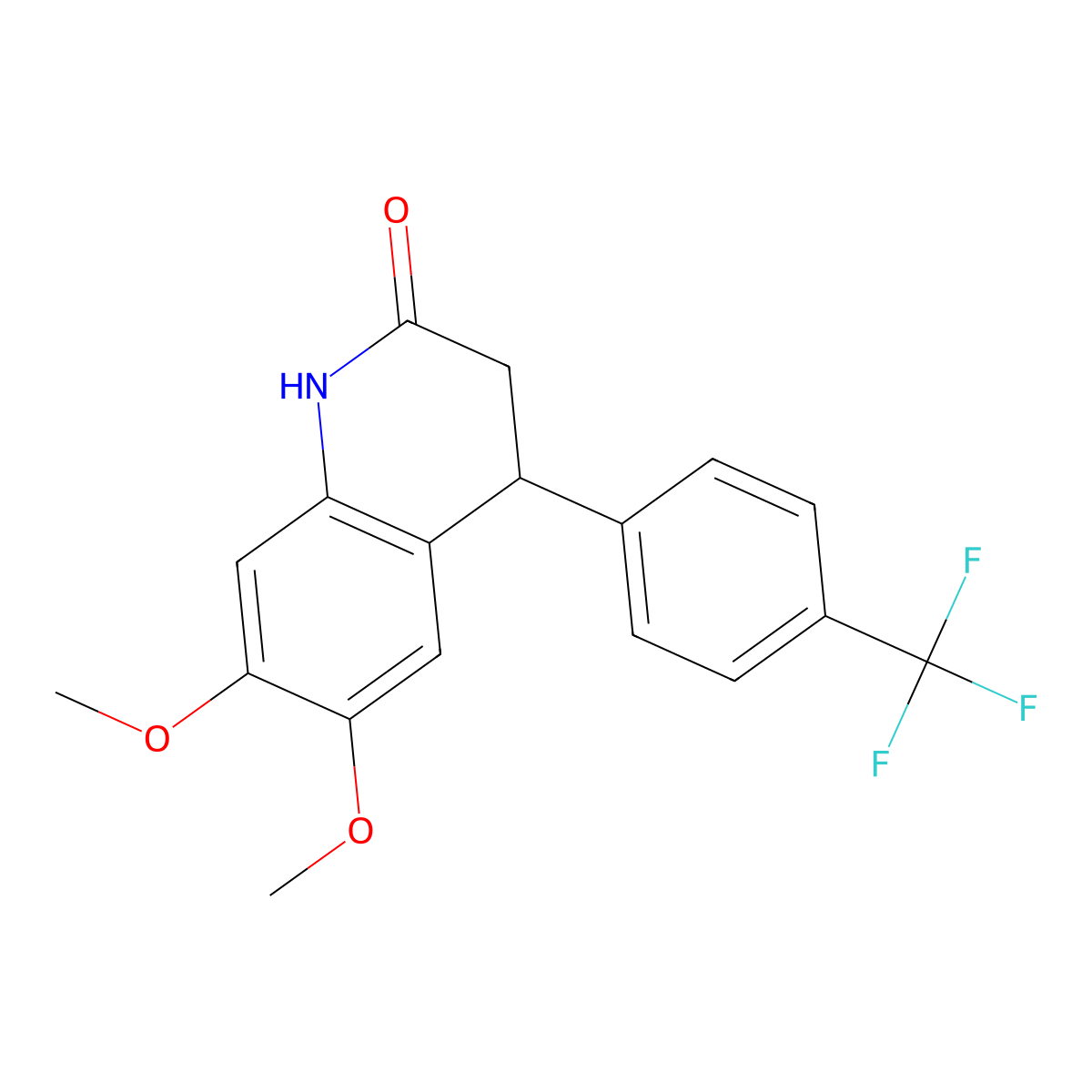6,7-Dimethoxy-4-(4-trifluoromethyl-phenyl)-3,4-dihydro-1H-quinolin-2-one molecular structure, CAS 599151-23-2