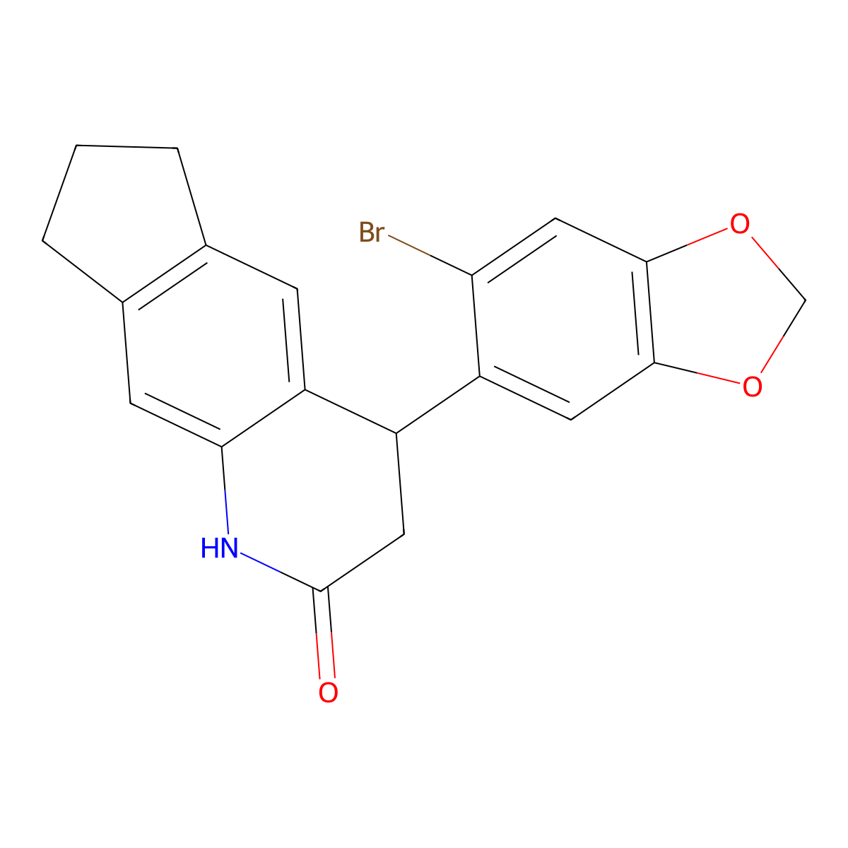 4-(6-Bromo-1,3-benzodioxol-5-yl)-1,3,4,6,7,8-hexahydrocyclopenta[g]quinolin-2-one molecular structure, CAS 599151-28-7