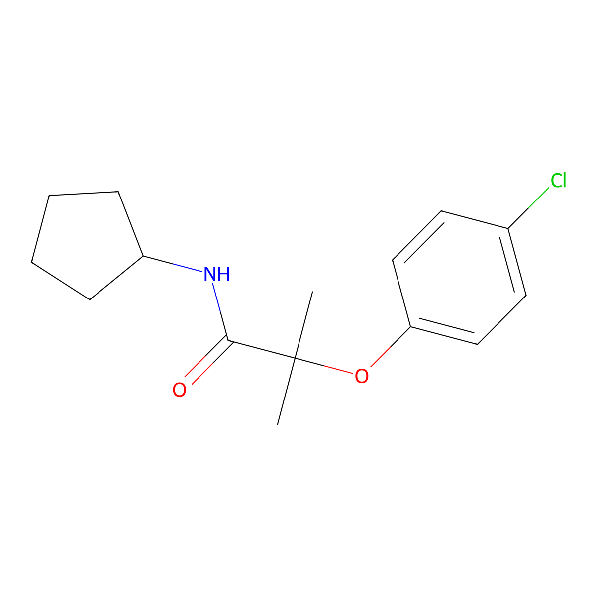 2-(4-chlorophenoxy)-N-cyclopentyl-2-methylpropanamide molecular structure, CAS 599151-56-1