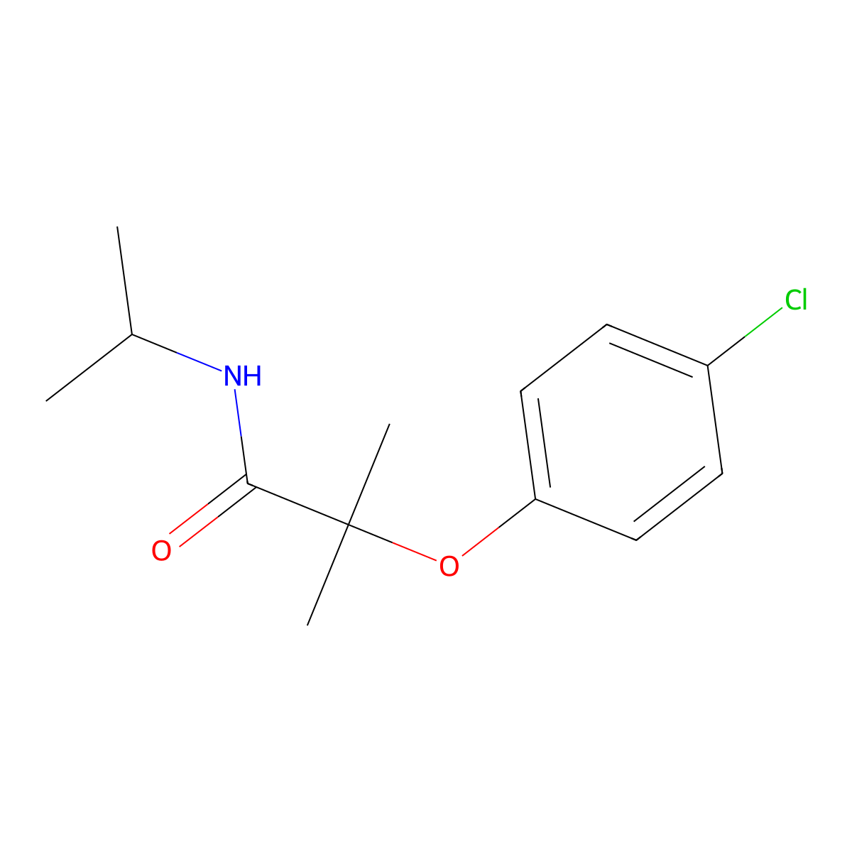 2-(4-chlorophenoxy)-2-methyl-N-propan-2-ylpropanamide molecular structure, CAS 599151-59-4