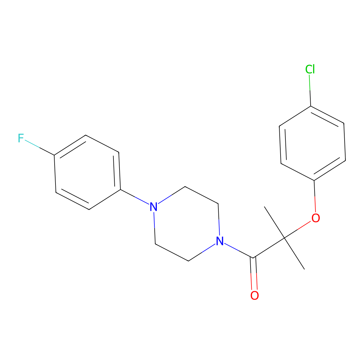 2-(4-Chlorophenoxy)-1-[4-(4-fluorophenyl)piperazin-1-yl]-2-methylpropan-1-one molecular structure, CAS 599151-62-9