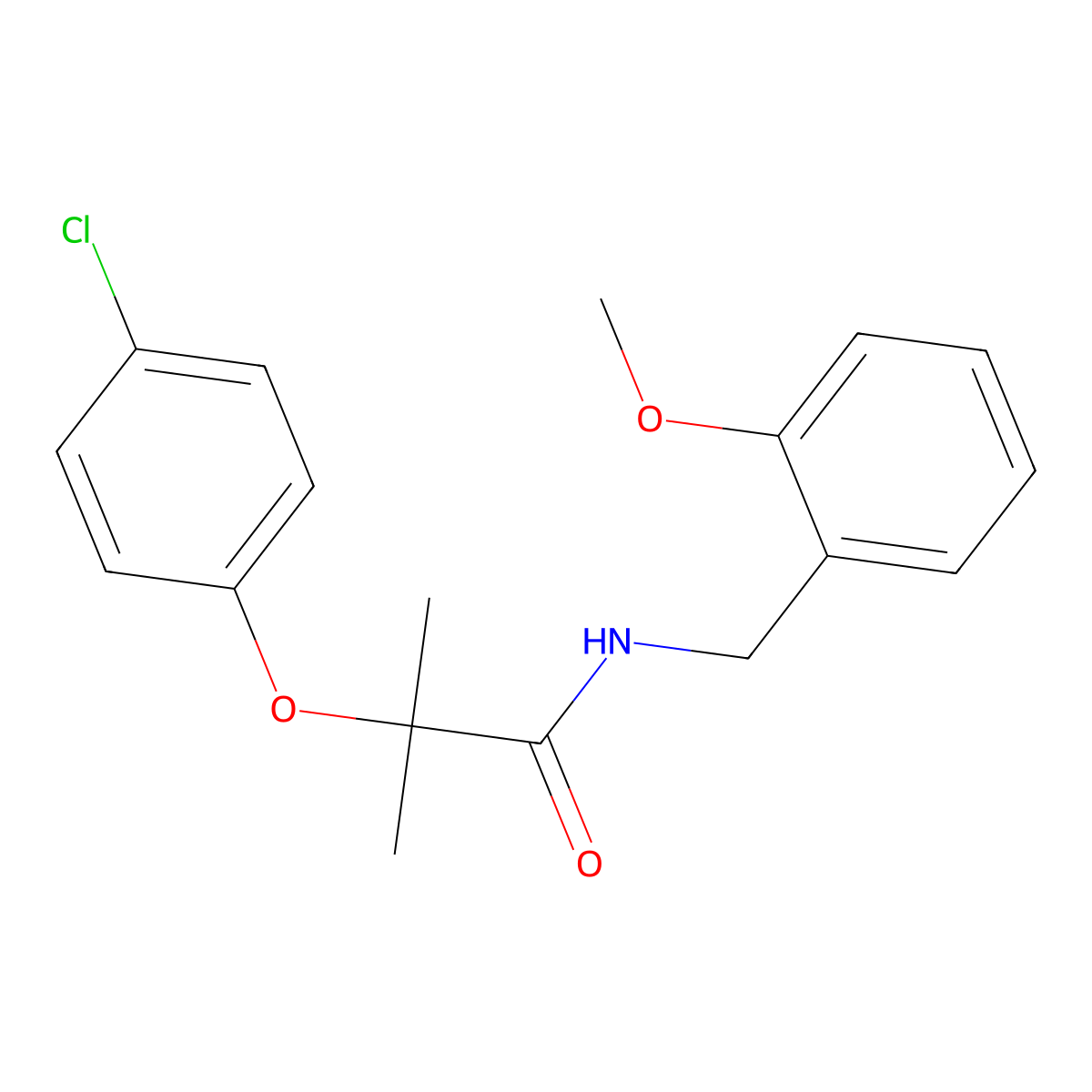 2-(4-chlorophenoxy)-N-[(2-methoxyphenyl)methyl]-2-methylpropanamide molecular structure, CAS 599151-65-2