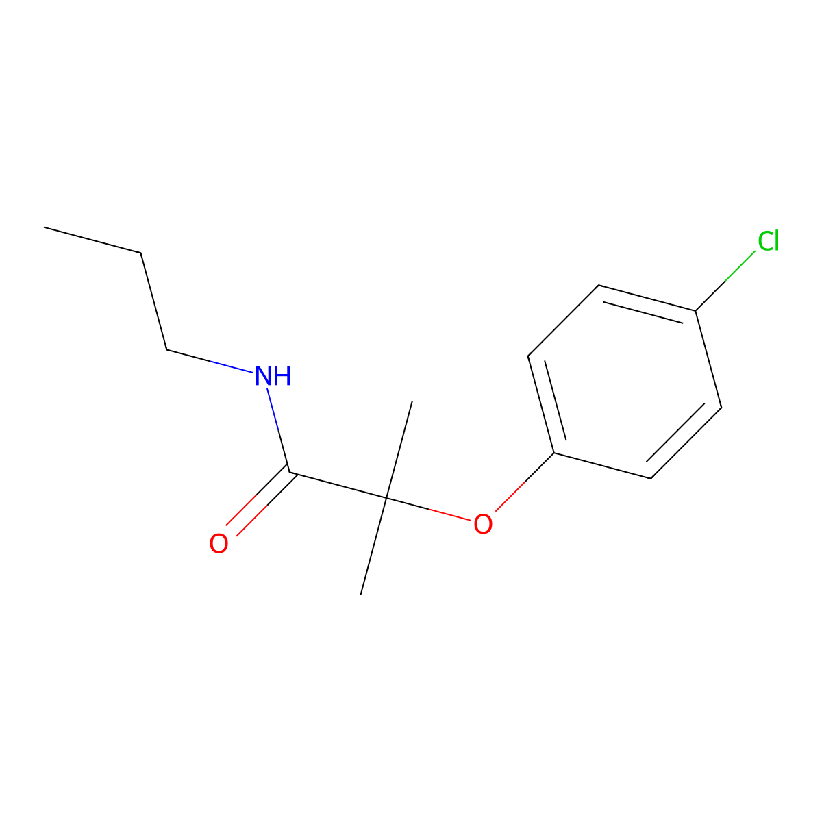 2-(4-chlorophenoxy)-2-methyl-N-propylpropanamide molecular structure, CAS 599151-81-2