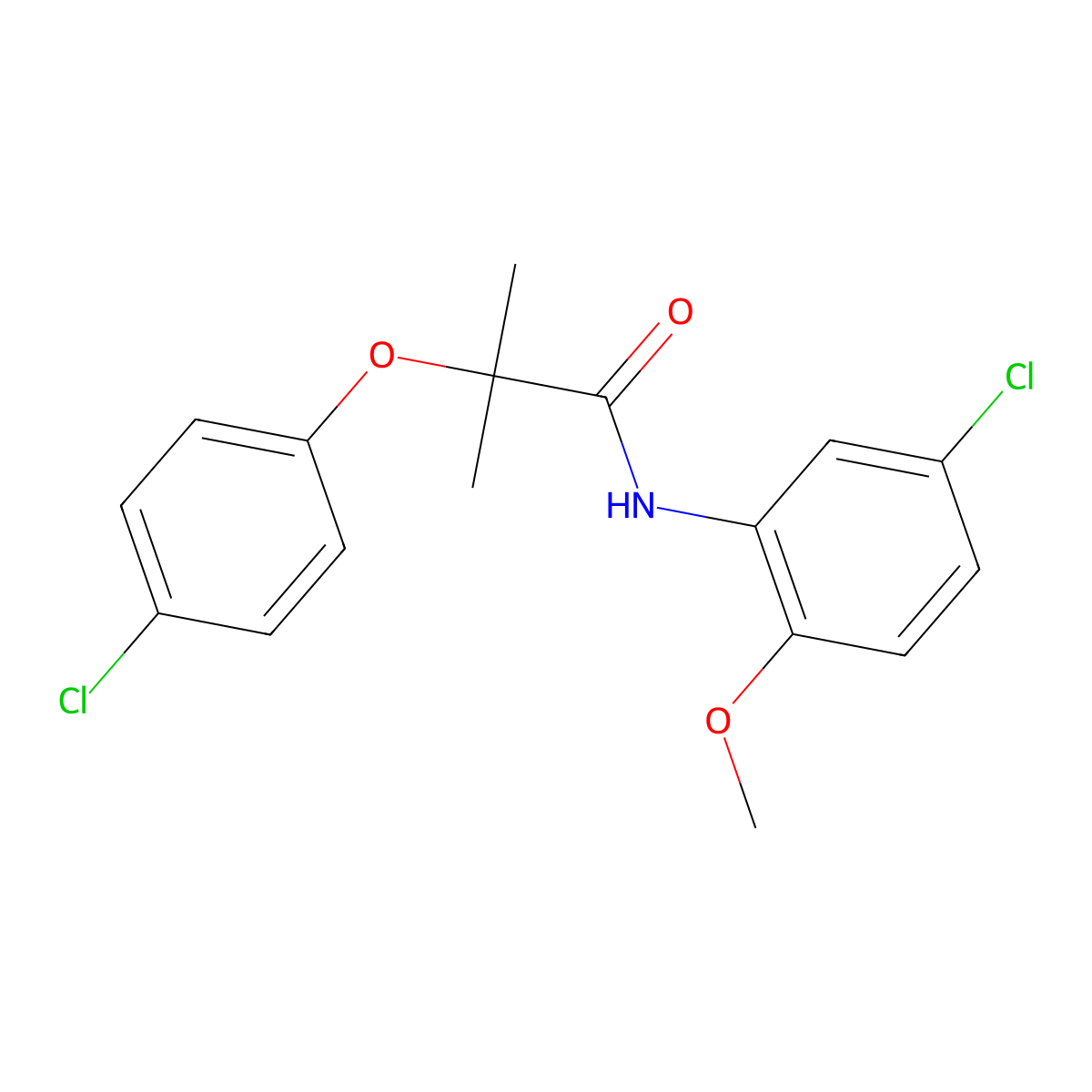 N-(5-chloro-2-methoxyphenyl)-2-(4-chlorophenoxy)-2-methylpropanamide molecular structure, CAS 599151-84-5
