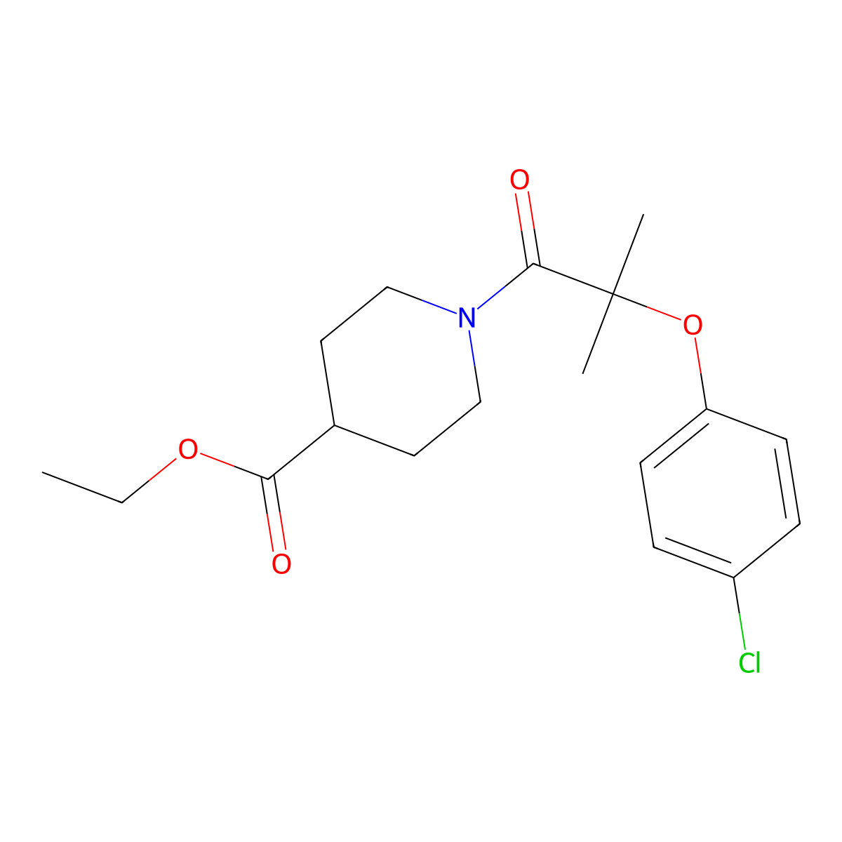 Ethyl 1-[2-(4-chlorophenoxy)-2-methylpropanoyl]piperidine-4-carboxylate molecular structure, CAS 599151-86-7
