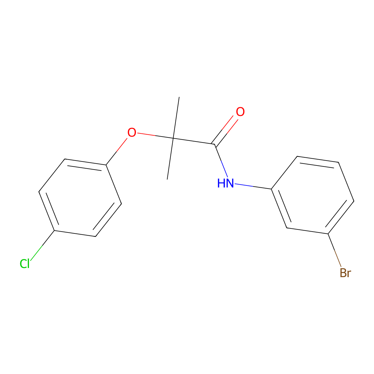 N-(3-bromophenyl)-2-(4-chlorophenoxy)-2-methylpropanamide molecular structure, CAS 599151-89-0