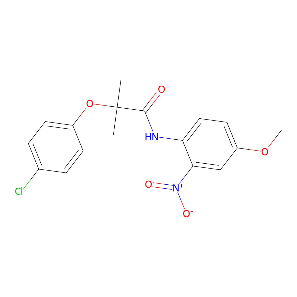 2-(4-chlorophenoxy)-N-(4-methoxy-2-nitrophenyl)-2-methylpropanamide molecular structure, CAS 599151-95-8