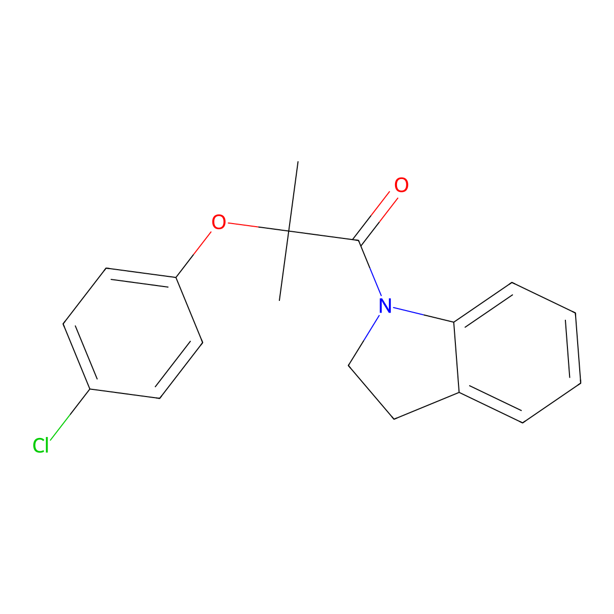 2-(4-Chlorophenoxy)-1-(2,3-dihydroindol-1-yl)-2-methylpropan-1-one molecular structure, CAS 599151-99-2