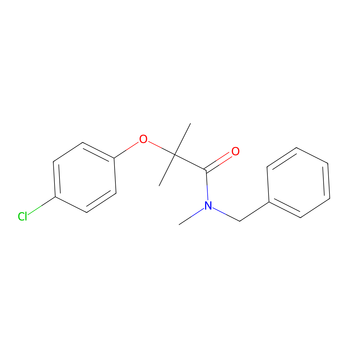 N-benzyl-2-(4-chlorophenoxy)-N,2-dimethylpropanamide molecular structure, CAS 599152-15-5
