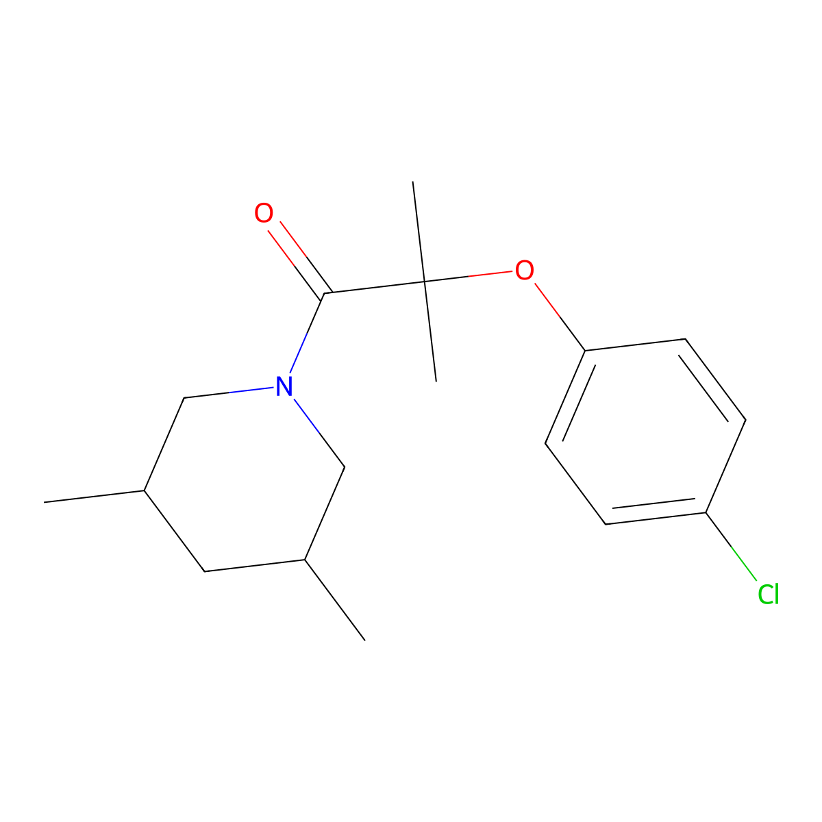 2-(4-Chlorophenoxy)-1-(3,5-dimethylpiperidin-1-yl)-2-methylpropan-1-one molecular structure, CAS 599152-18-8