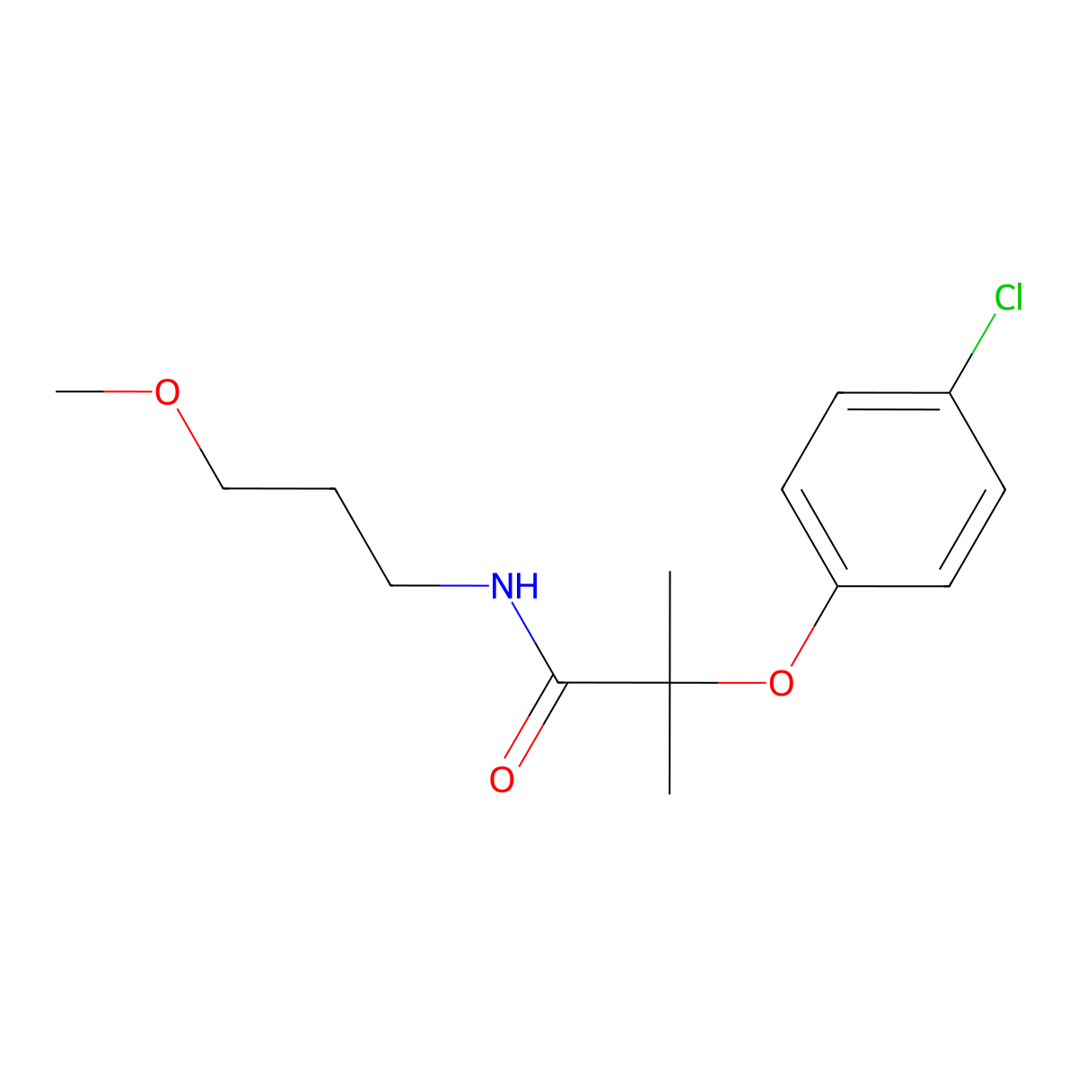 2-(4-chlorophenoxy)-N-(3-methoxypropyl)-2-methylpropanamide molecular structure, CAS 599152-26-8