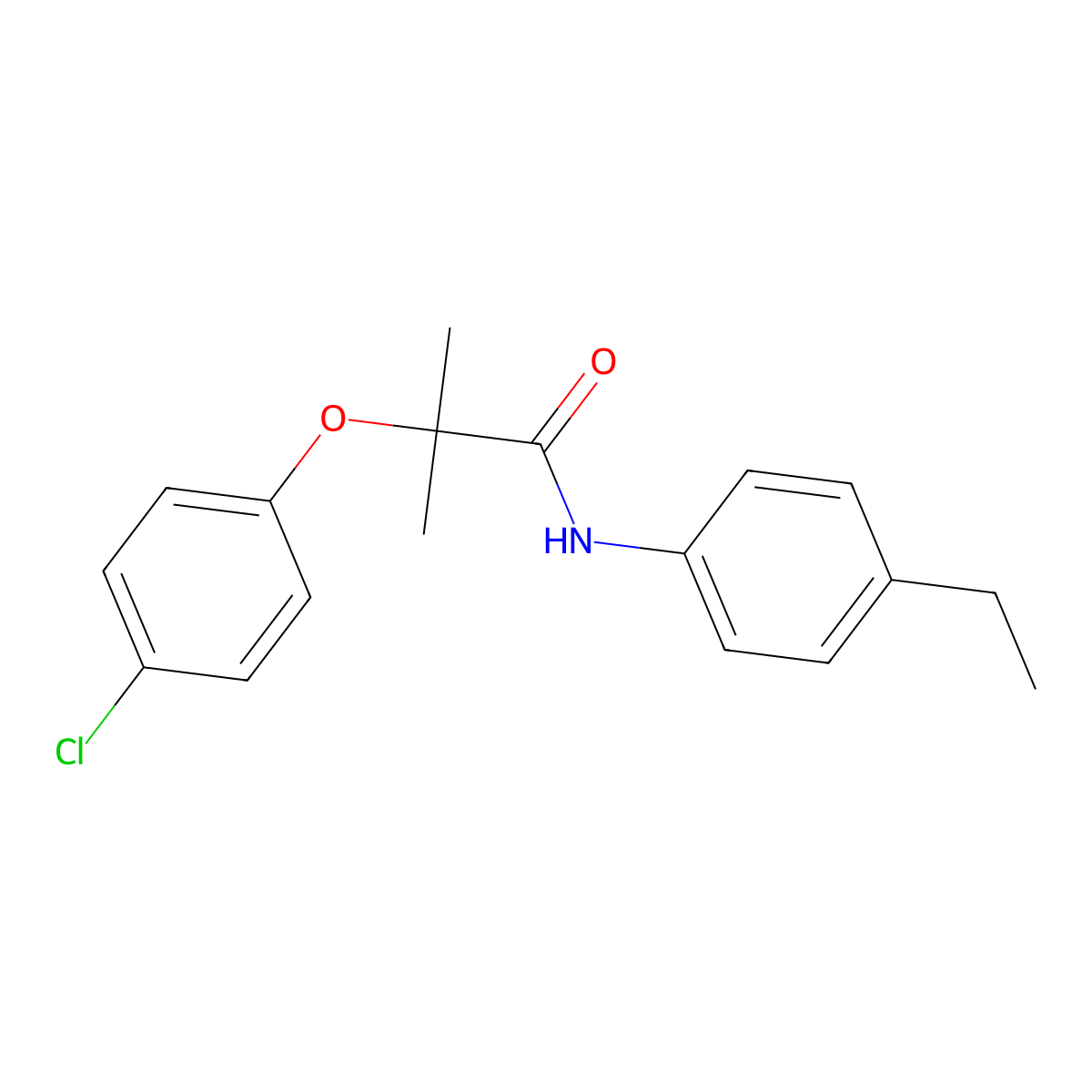 2-(4-chlorophenoxy)-N-(4-ethylphenyl)-2-methylpropanamide molecular structure, CAS 599152-56-4