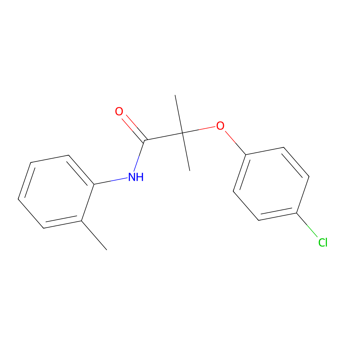 2-(4-chlorophenoxy)-2-methyl-N-(2-methylphenyl)propanamide molecular structure, CAS 599152-71-3