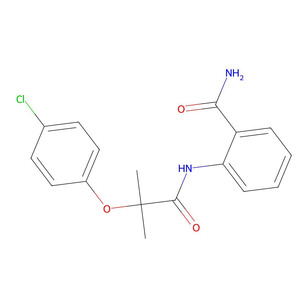 2-[[2-(4-Chlorophenoxy)-2-methylpropanoyl]amino]benzamide molecular structure, CAS 599152-91-7