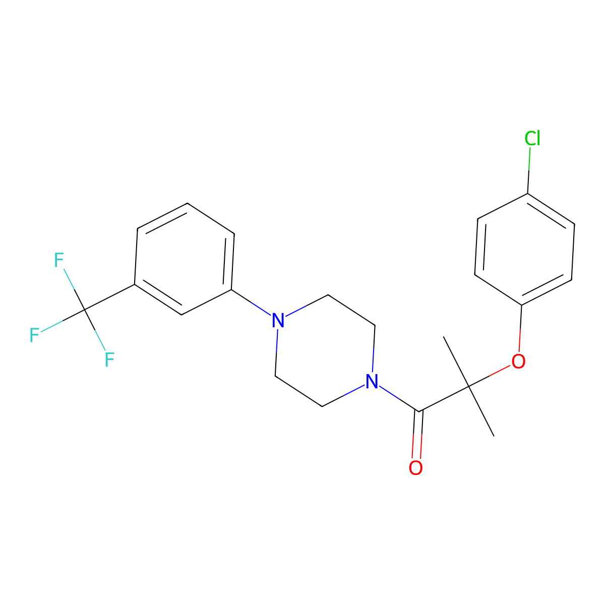 2-(4-Chlorophenoxy)-2-methyl-1-[4-[3-(trifluoromethyl)phenyl]piperazin-1-yl]propan-1-one molecular structure, CAS 599153-23-8
