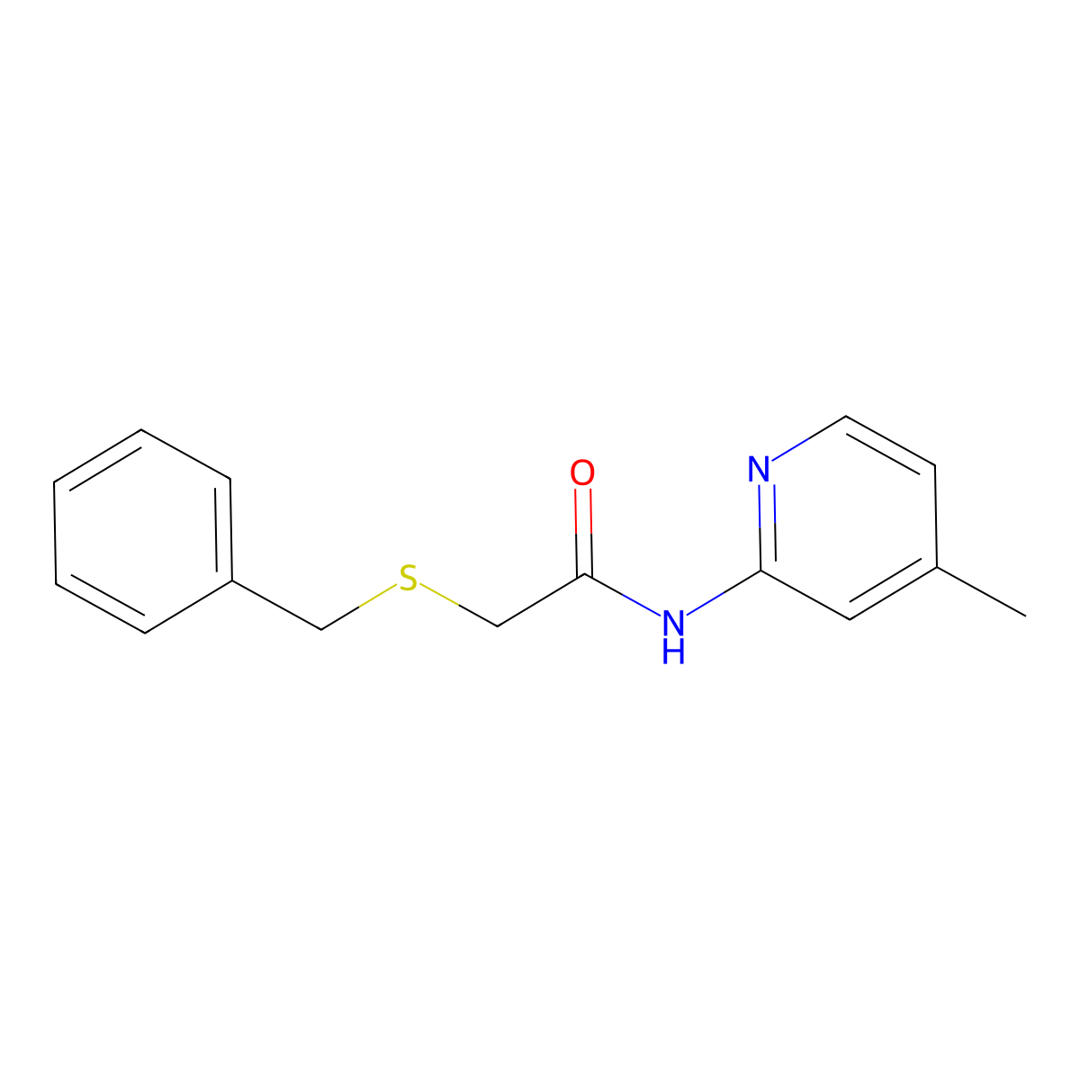 2-benzylsulfanyl-N-(4-methylpyridin-2-yl)acetamide molecular structure, CAS 599159-31-6