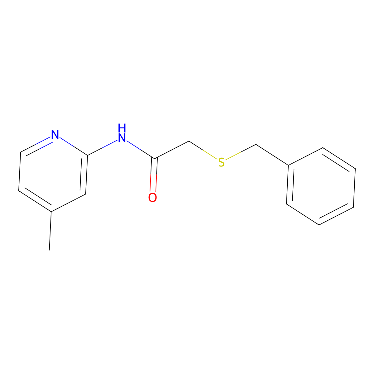 2-benzylsulfanyl-N-(4-methylpyridin-2-yl)acetamide molecular structure, CAS 599159-31-6